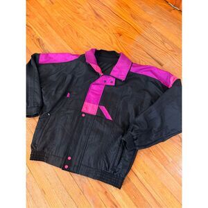 Vintage 80s Sunbuster Womens Black Purple Pink Glacier Windbreaker Ski Jacket La
